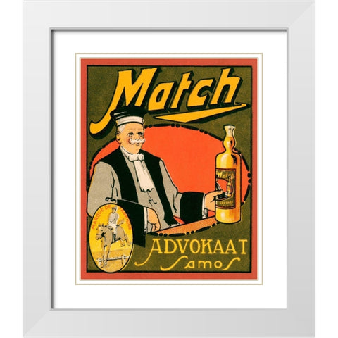 Match Advokaat Samos White Modern Wood Framed Art Print with Double Matting by Vintage Booze Labels