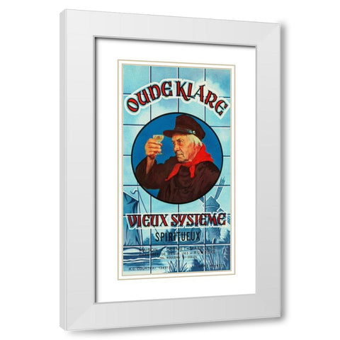 Oudeklare Vieux Systeme Spiritueux White Modern Wood Framed Art Print with Double Matting by Vintage Booze Labels