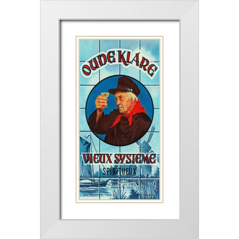 Oudeklare Vieux Systeme Spiritueux White Modern Wood Framed Art Print with Double Matting by Vintage Booze Labels