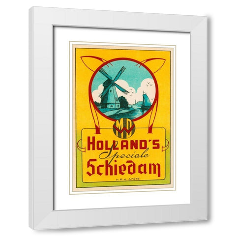 Hollands Speciale Schiedam White Modern Wood Framed Art Print with Double Matting by Vintage Booze Labels