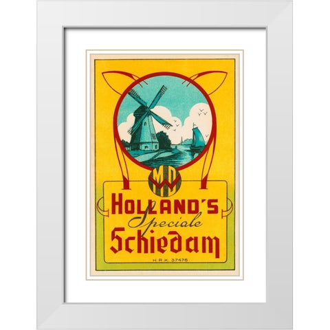 Hollands Speciale Schiedam White Modern Wood Framed Art Print with Double Matting by Vintage Booze Labels