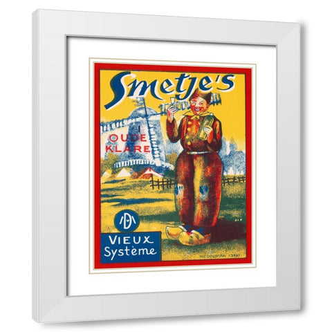 Smetjes Oude Klare White Modern Wood Framed Art Print with Double Matting by Vintage Booze Labels