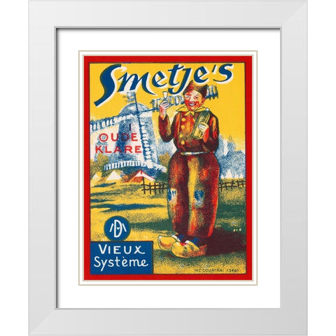 Smetjes Oude Klare White Modern Wood Framed Art Print with Double Matting by Vintage Booze Labels