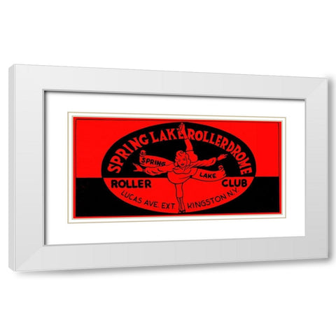 Spring Lake Rollerdome Roller Club White Modern Wood Framed Art Print with Double Matting by Retrorollers