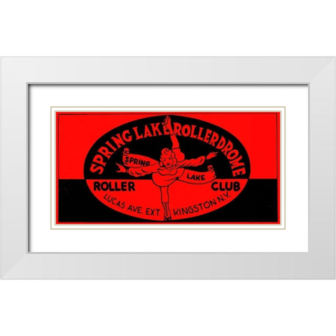 Spring Lake Rollerdome Roller Club White Modern Wood Framed Art Print with Double Matting by Retrorollers