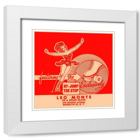 Leo Monte Ice and Roller Skates White Modern Wood Framed Art Print with Double Matting by Retrorollers