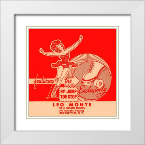 Leo Monte Ice and Roller Skates White Modern Wood Framed Art Print with Double Matting by Retrorollers