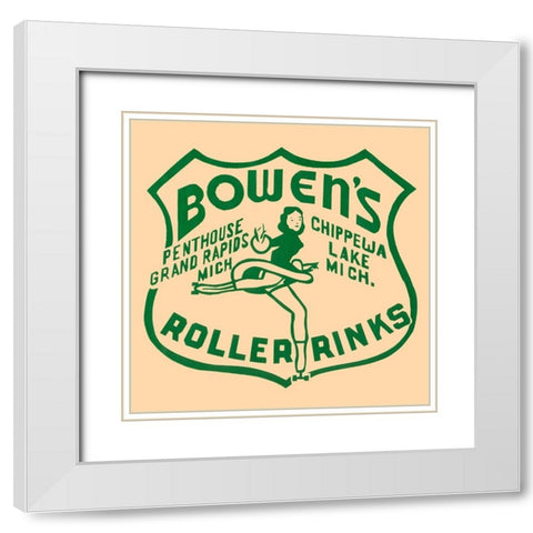 Bowens Roller Rinks White Modern Wood Framed Art Print with Double Matting by Retrorollers