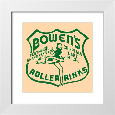 Bowens Roller Rinks White Modern Wood Framed Art Print with Double Matting by Retrorollers