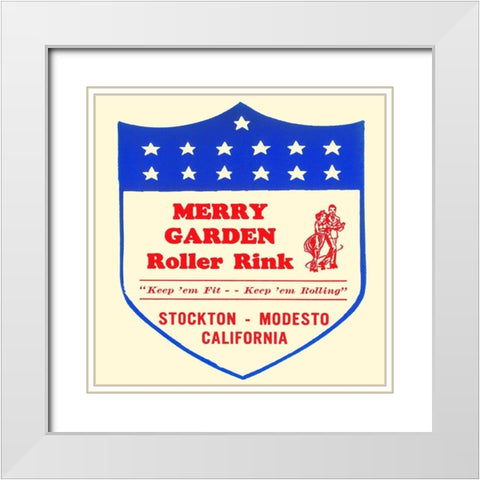Merry Garden Roller Rink White Modern Wood Framed Art Print with Double Matting by Retrorollers