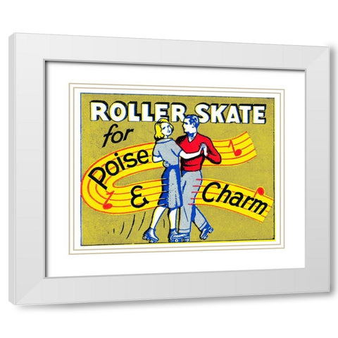 Roller Skate for Poise and Charm White Modern Wood Framed Art Print with Double Matting by Retrorollers
