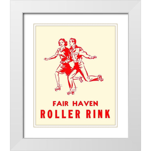 Fair Haven Roller Rink White Modern Wood Framed Art Print with Double Matting by Retrorollers