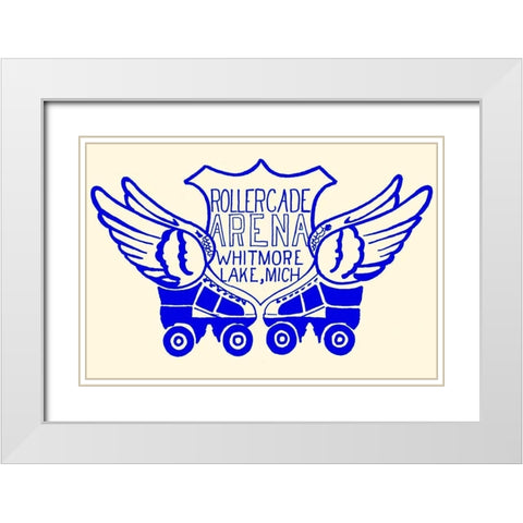 Rollercade Arena White Modern Wood Framed Art Print with Double Matting by Retrorollers
