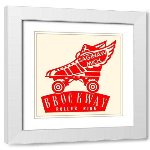 Brockway Roller Rink White Modern Wood Framed Art Print with Double Matting by Retrorollers