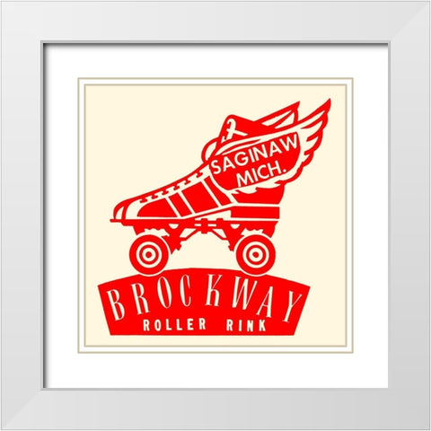 Brockway Roller Rink White Modern Wood Framed Art Print with Double Matting by Retrorollers