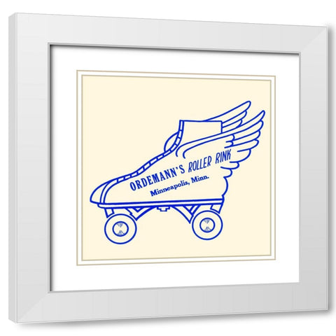 Ordemanns Roller Rink White Modern Wood Framed Art Print with Double Matting by Retrorollers