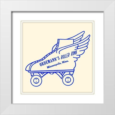 Ordemanns Roller Rink White Modern Wood Framed Art Print with Double Matting by Retrorollers