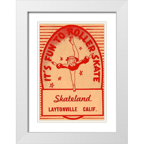 Its Fun To Roller Skate White Modern Wood Framed Art Print with Double Matting by Retrorollers