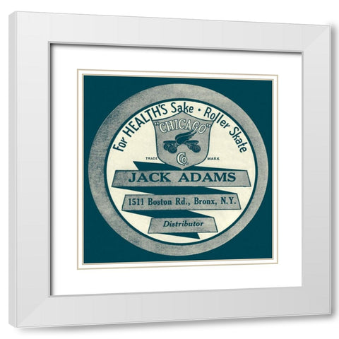 For Healths Sake Roller Skate White Modern Wood Framed Art Print with Double Matting by Retrorollers