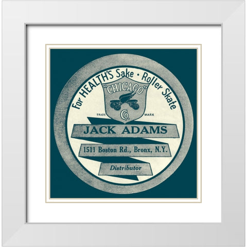 For Healths Sake Roller Skate White Modern Wood Framed Art Print with Double Matting by Retrorollers