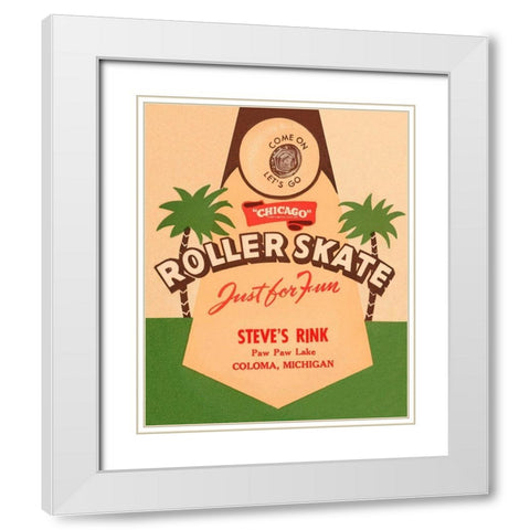 Roller Skate Just for Fun White Modern Wood Framed Art Print with Double Matting by Retrorollers