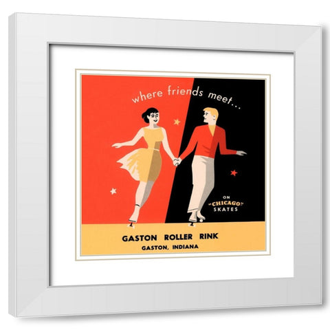 Where Friends Meet White Modern Wood Framed Art Print with Double Matting by Retrorollers