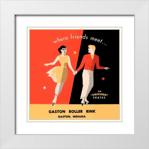 Where Friends Meet White Modern Wood Framed Art Print with Double Matting by Retrorollers