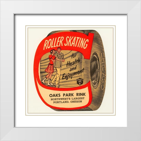 Roller Skating for Health and Enjoyment White Modern Wood Framed Art Print with Double Matting by Retrorollers