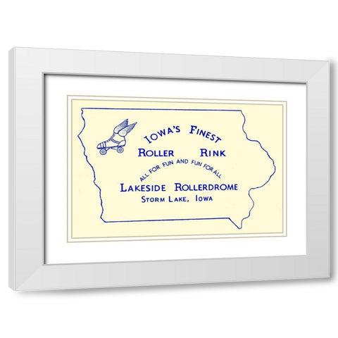 Iowas Finest Roller Rink White Modern Wood Framed Art Print with Double Matting by Retrorollers