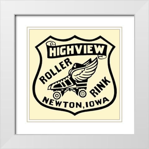 Highview Roller Rink White Modern Wood Framed Art Print with Double Matting by Retrorollers