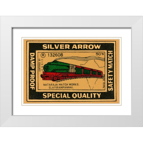 Silver Arrow Safety Matches White Modern Wood Framed Art Print with Double Matting by Phillumenart