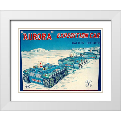 Aurora Expedition Car White Modern Wood Framed Art Print with Double Matting by Retrotrans