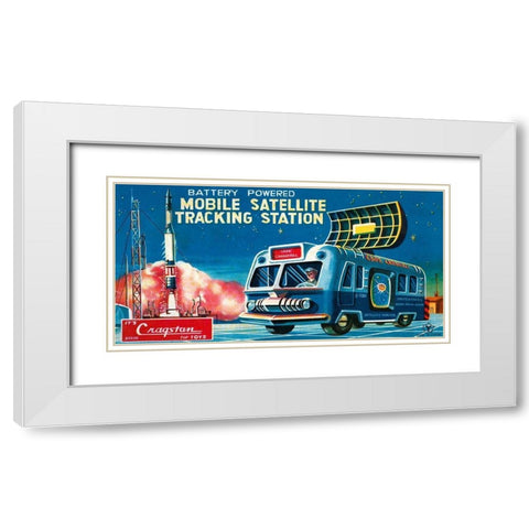 Mobile Satellite Tracking Station White Modern Wood Framed Art Print with Double Matting by Retrotrans
