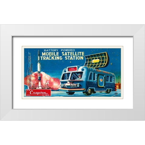 Mobile Satellite Tracking Station White Modern Wood Framed Art Print with Double Matting by Retrotrans