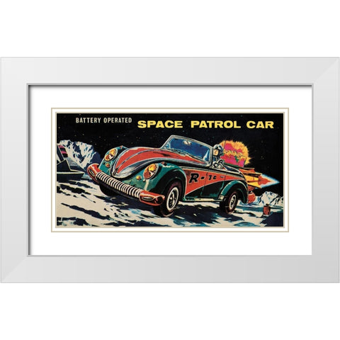 Battery Operated Space Patrol Car White Modern Wood Framed Art Print with Double Matting by Retrotrans