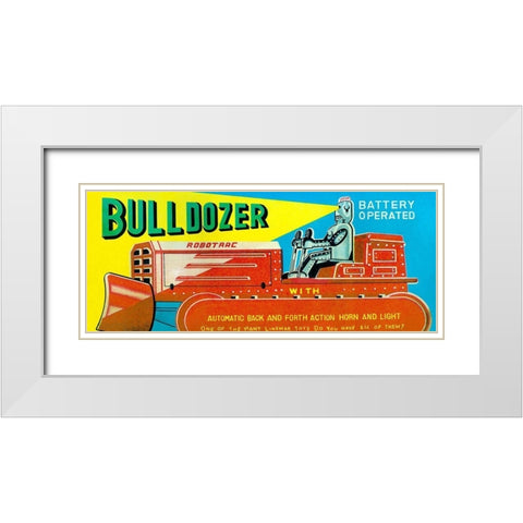 Robotrac Bulldozer White Modern Wood Framed Art Print with Double Matting by Retrotrans