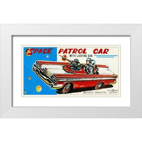 Space Patrol Car White Modern Wood Framed Art Print with Double Matting by Retrotrans