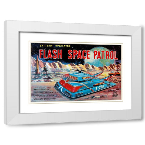 Flash Space Patrol White Modern Wood Framed Art Print with Double Matting by Retrotrans