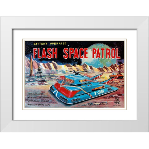 Flash Space Patrol White Modern Wood Framed Art Print with Double Matting by Retrotrans