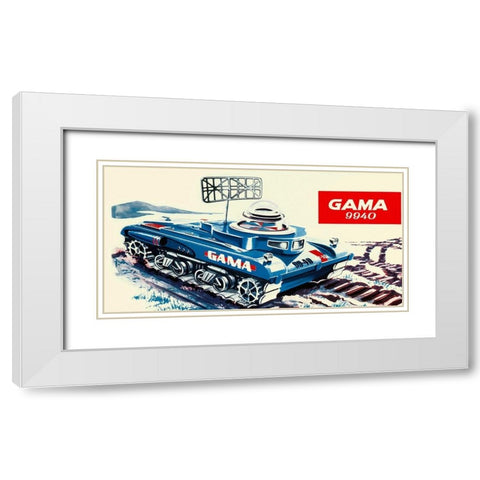 Gama 9940 Space Tank White Modern Wood Framed Art Print with Double Matting by Retrotrans