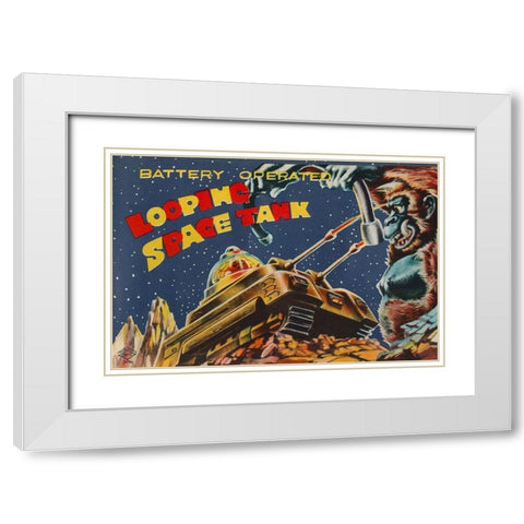 Looping Space Tank White Modern Wood Framed Art Print with Double Matting by Retrotrans