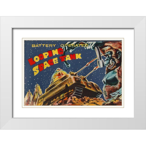 Looping Space Tank White Modern Wood Framed Art Print with Double Matting by Retrotrans