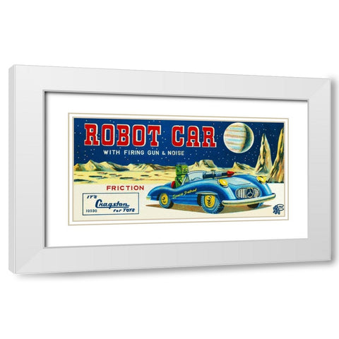 Robot Car with Firing Gun and Noise White Modern Wood Framed Art Print with Double Matting by Retrotrans