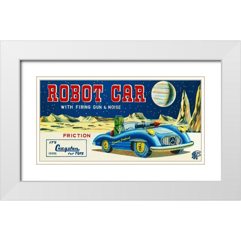 Robot Car with Firing Gun and Noise White Modern Wood Framed Art Print with Double Matting by Retrotrans