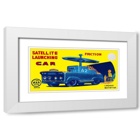 Satellite Launching Car A2 White Modern Wood Framed Art Print with Double Matting by Retrotrans