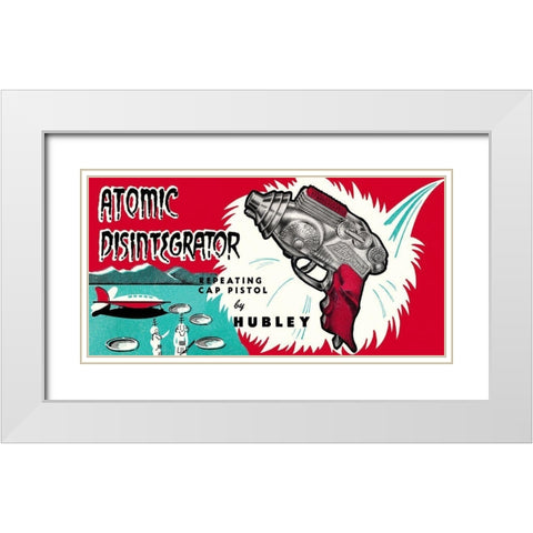 Atomic Disintegrator White Modern Wood Framed Art Print with Double Matting by Retrogun