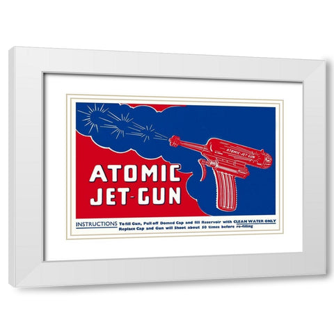 Atomic Jet-Gun White Modern Wood Framed Art Print with Double Matting by Retrogun