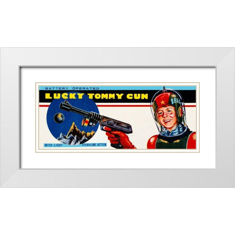 Lucky Tommy Gun White Modern Wood Framed Art Print with Double Matting by Retrogun