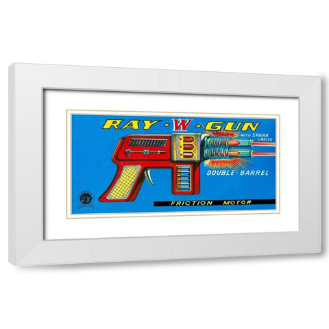 Ray W Gun White Modern Wood Framed Art Print with Double Matting by Retrogun