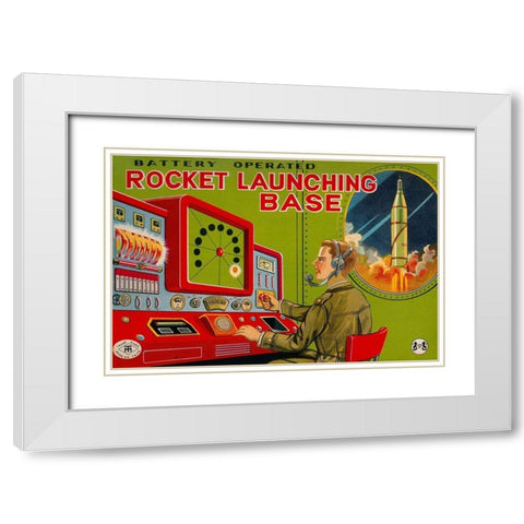 Rocket Launching Base White Modern Wood Framed Art Print with Double Matting by Retrobot